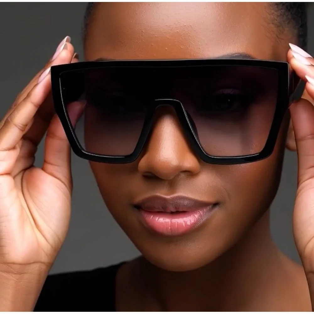 Women Sunglasses Thick Frame Rectangular Frame Fashion Shades Designer Style New - Picture 8 of 8